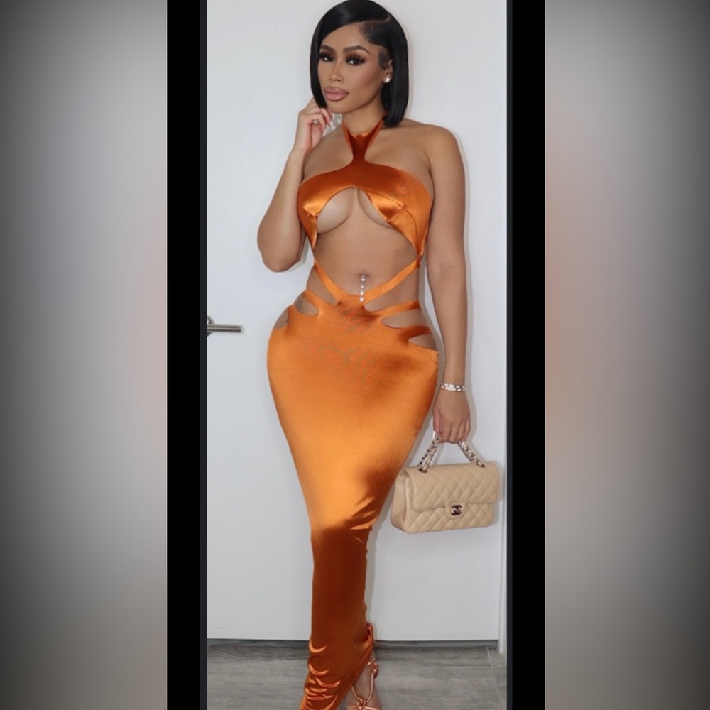 Orange Cut-Out Maxi Dress